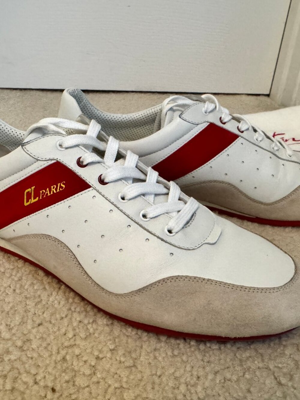 Christian Louboutin My K Low Sneakers - EU46/US13 - White/Red/Gray - Picture 2 of 9